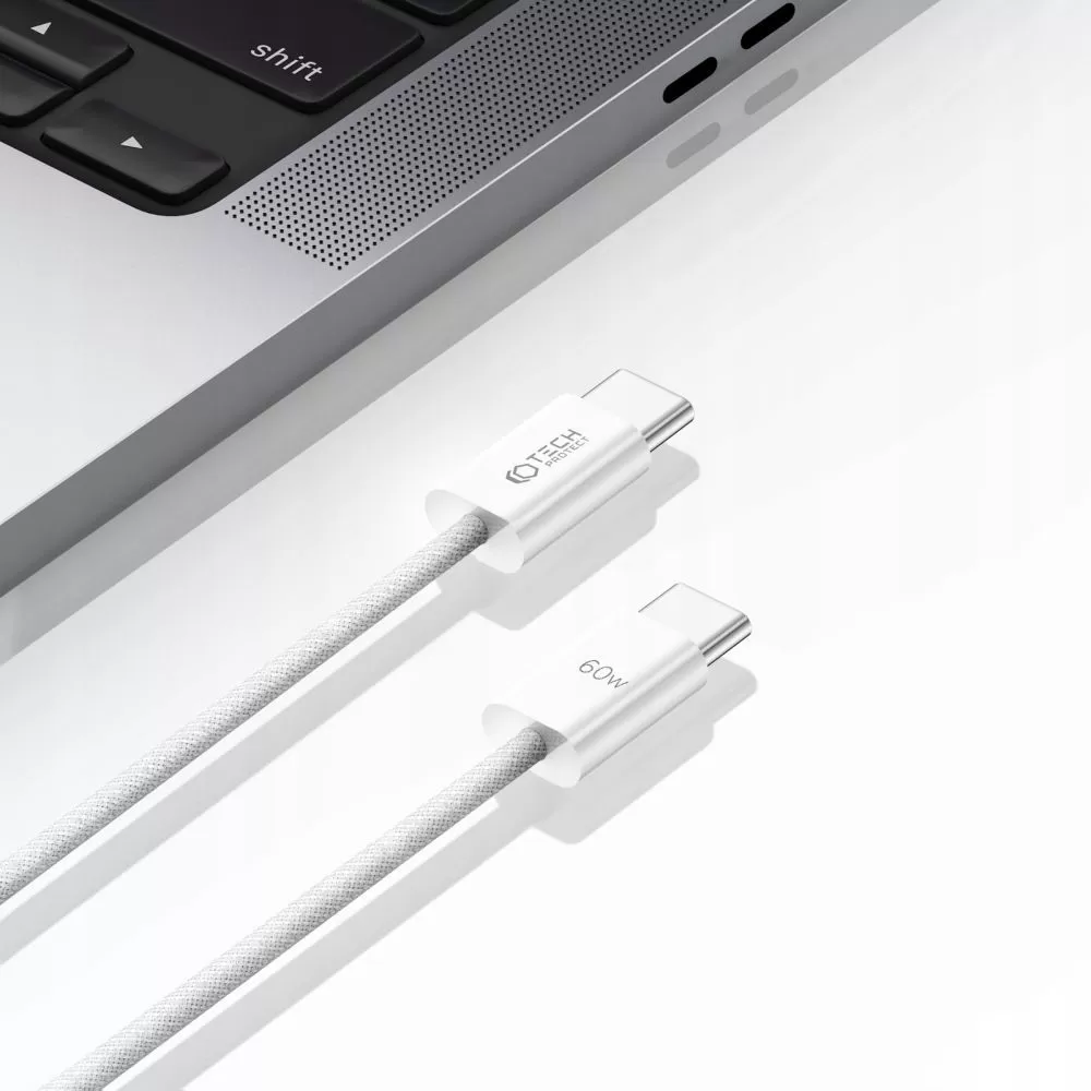  Datu kabeļi TECH-PROTECT ULTRABOOST CLASSIC TYPE-C CABLE PD60W/3A 100CM  balts
