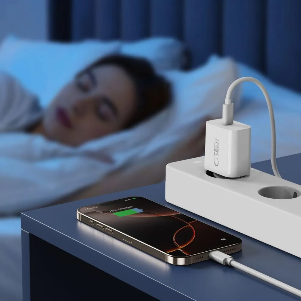  Datu kabeļi TECH-PROTECT NC20W 1-PORT NETWORK CHARGER PD20W  balts