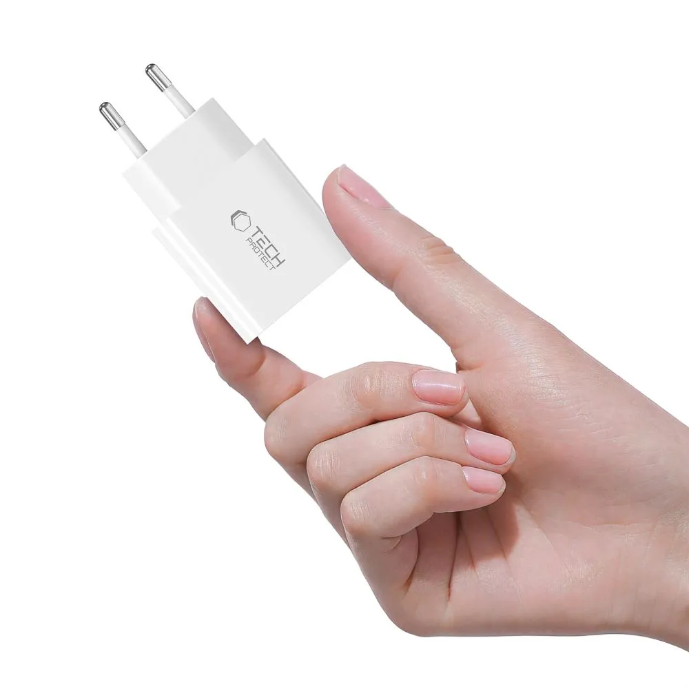  Datu kabeļi TECH-PROTECT NC20W 1-PORT NETWORK CHARGER PD20W  balts