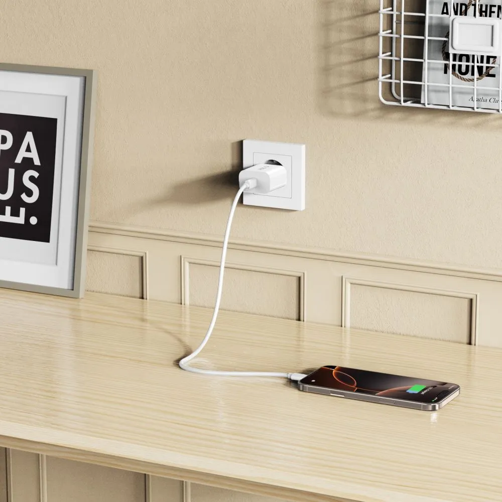  Datu kabeļi TECH-PROTECT NC20W 1-PORT NETWORK CHARGER PD20W  balts