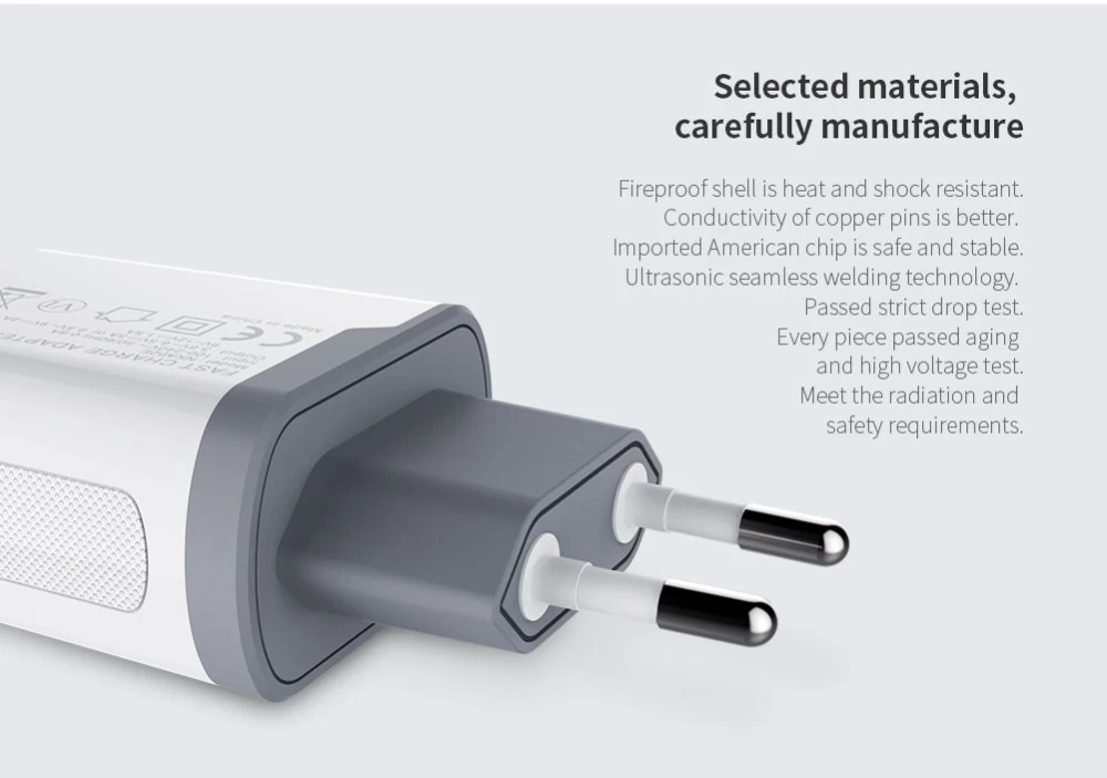  Datu kabeļi Fast Charge Adapter EU  balts