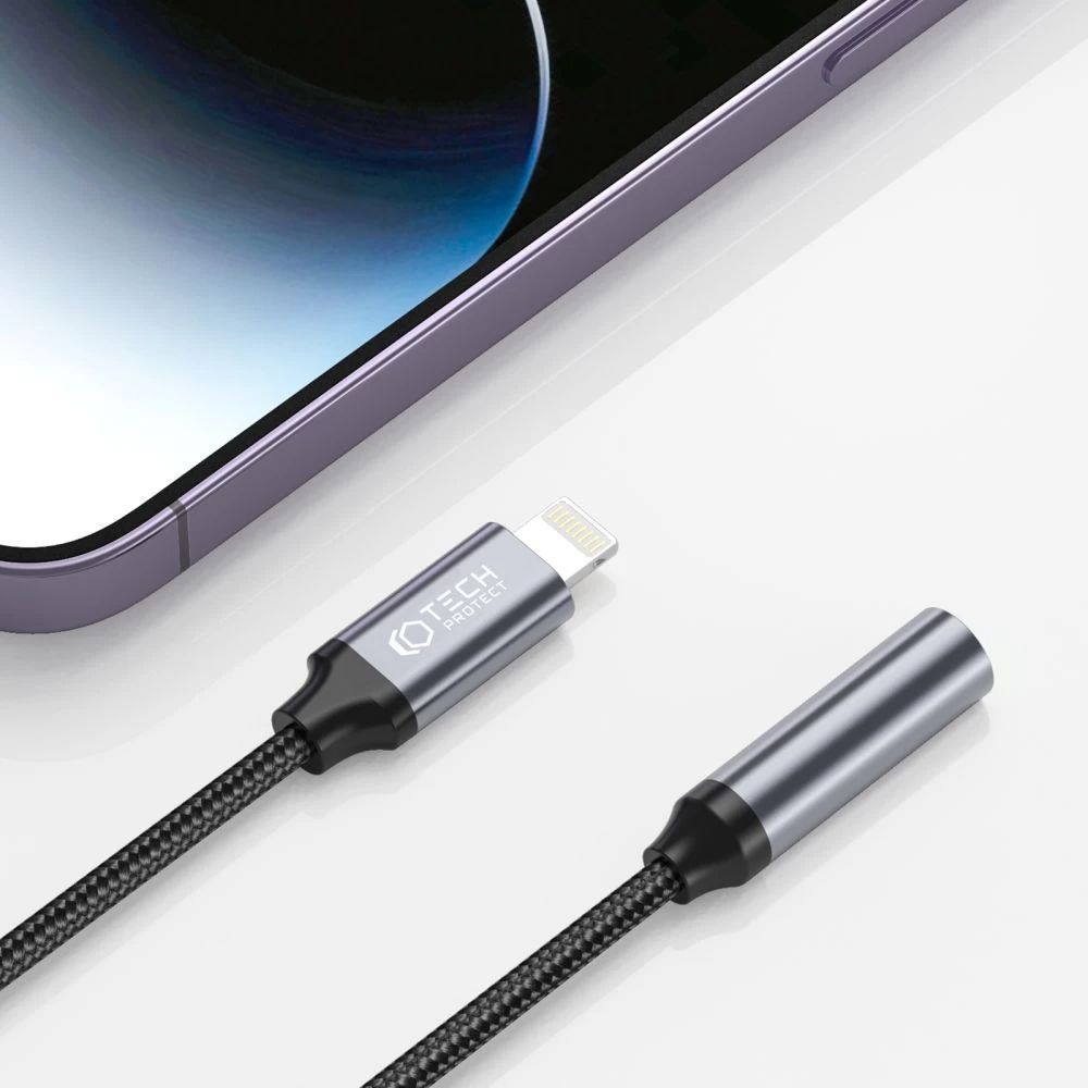Tarvikud Sünkimis kaabel TECH-PROTECT ULTRABOOST ADAPTER LIGHTNING TO MINI JACK 3.5MM  must