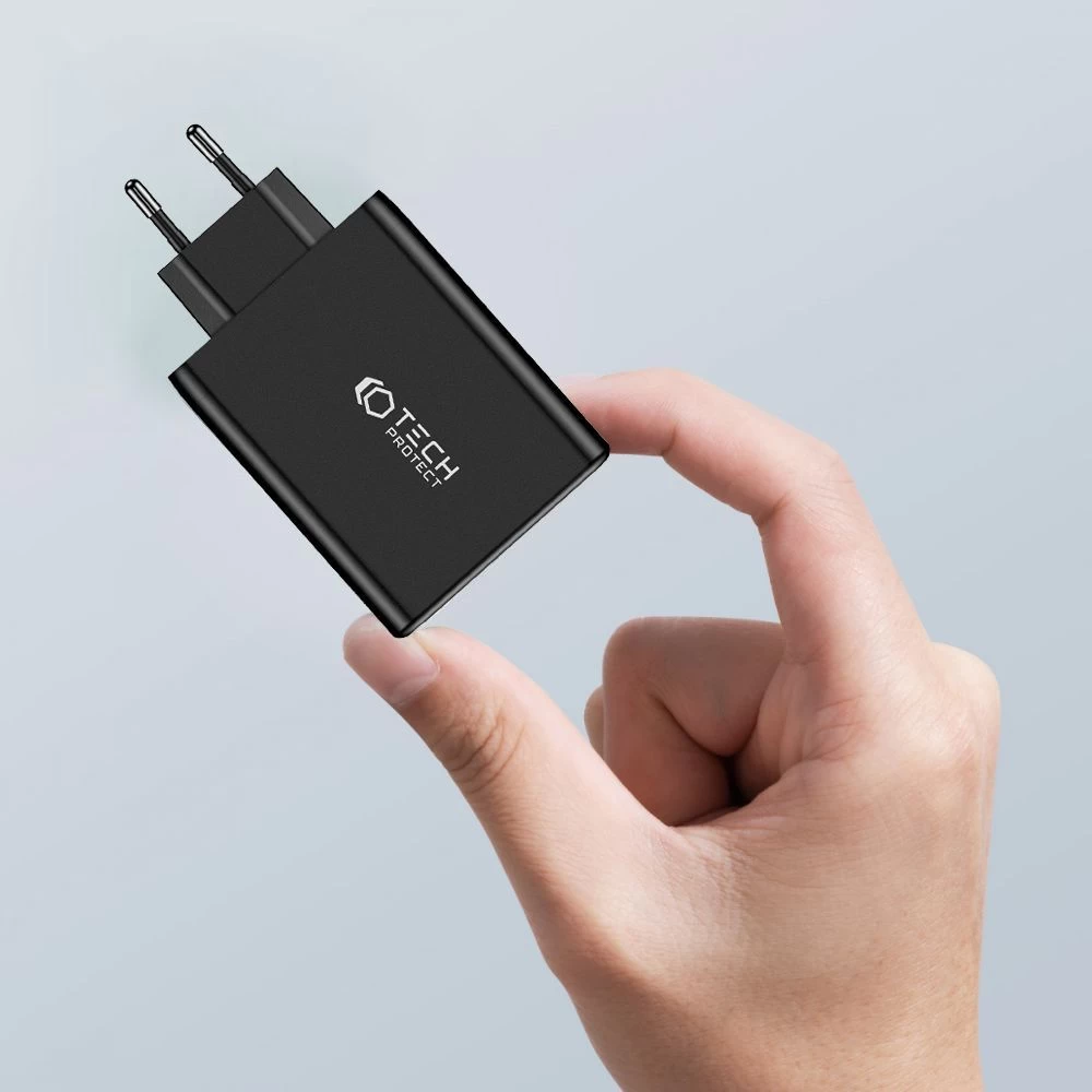  Datu kabeļi TECH-PROTECT NC100W-GAN 4-PORT NETWORK CHARGER PD100W/QC3.0  melns