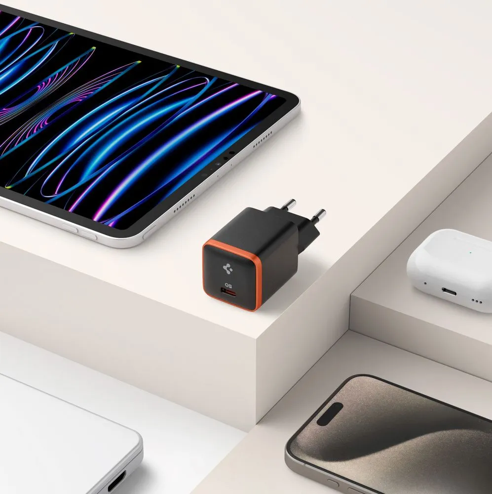  Datu kabeļi SPIGEN EE301EU ARCSTATION ESSENTIAL CHARGER 30W  melns