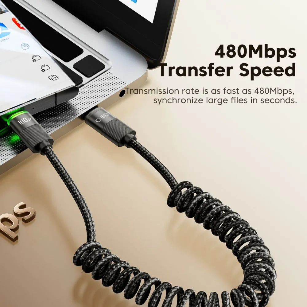  Datu kabeļi TECH-PROTECT UB20T ULTRABOOST TYPE-C CABLE PD100W/5A 180CM  melns