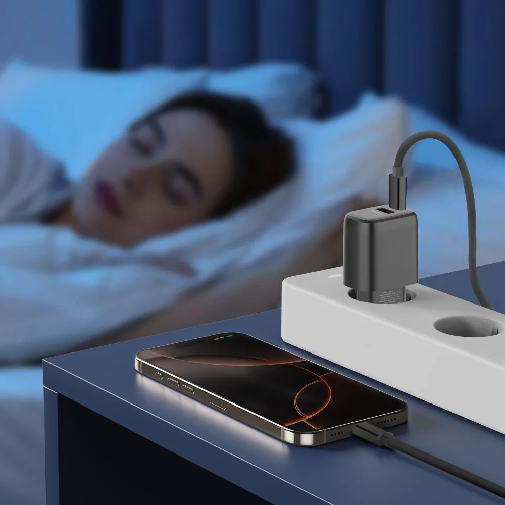  Datu kabeļi TECH-PROTECT NCA20 2-PORT NETWORK CHARGER PD 20W / QC3.0  melns