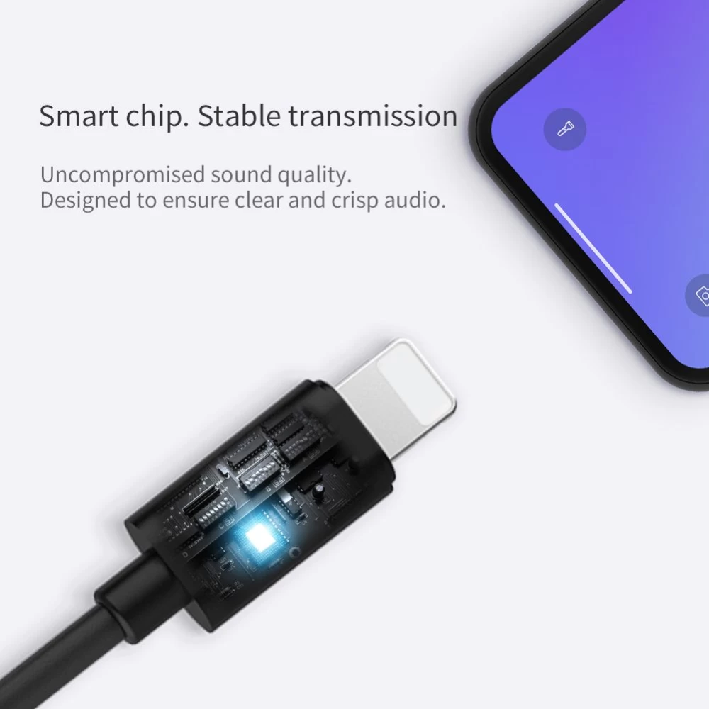 Datu kabeļi RockPower audio adapter-Lightning to dual Lightning  melns