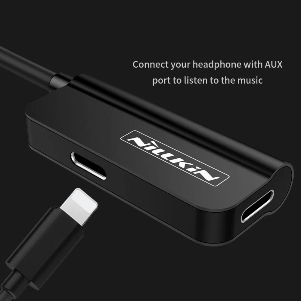  Datu kabeļi RockPower audio adapter-Lightning to dual Lightning  melns