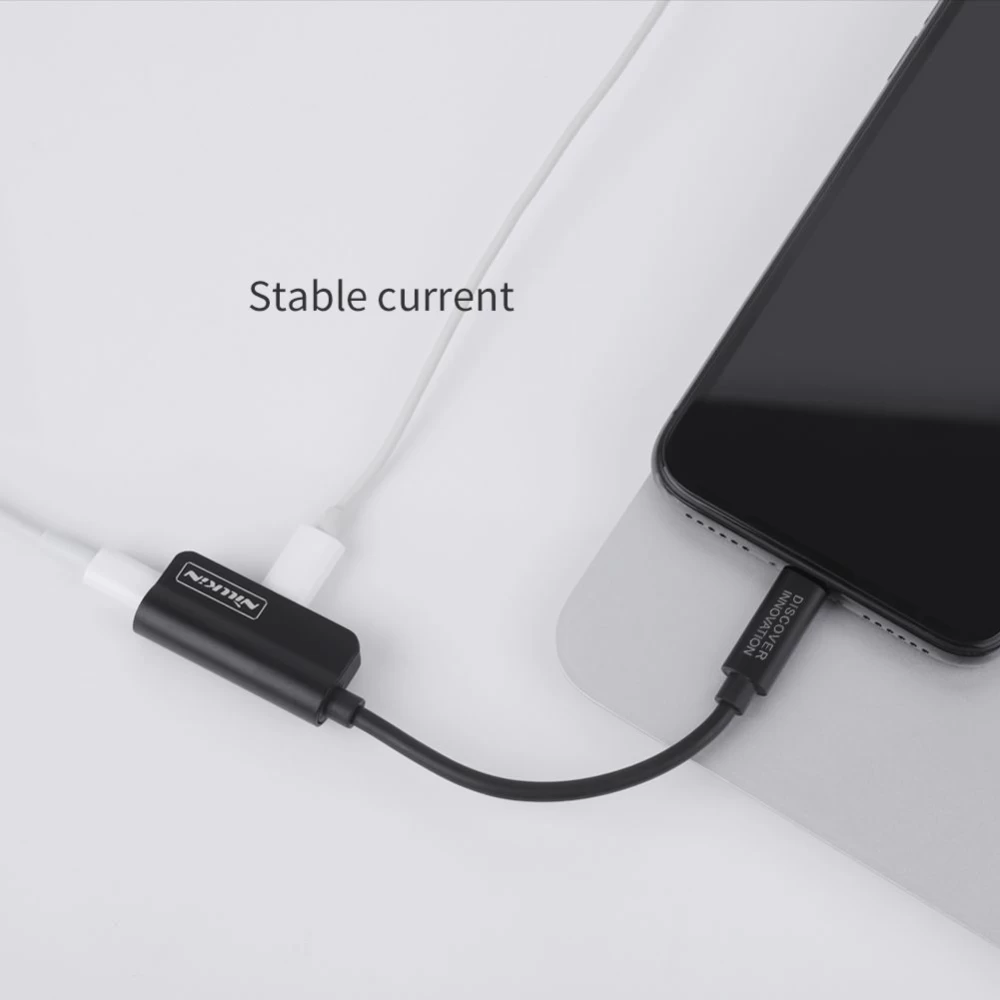 Datu kabeļi RockPower audio adapter-Lightning to dual Lightning  melns