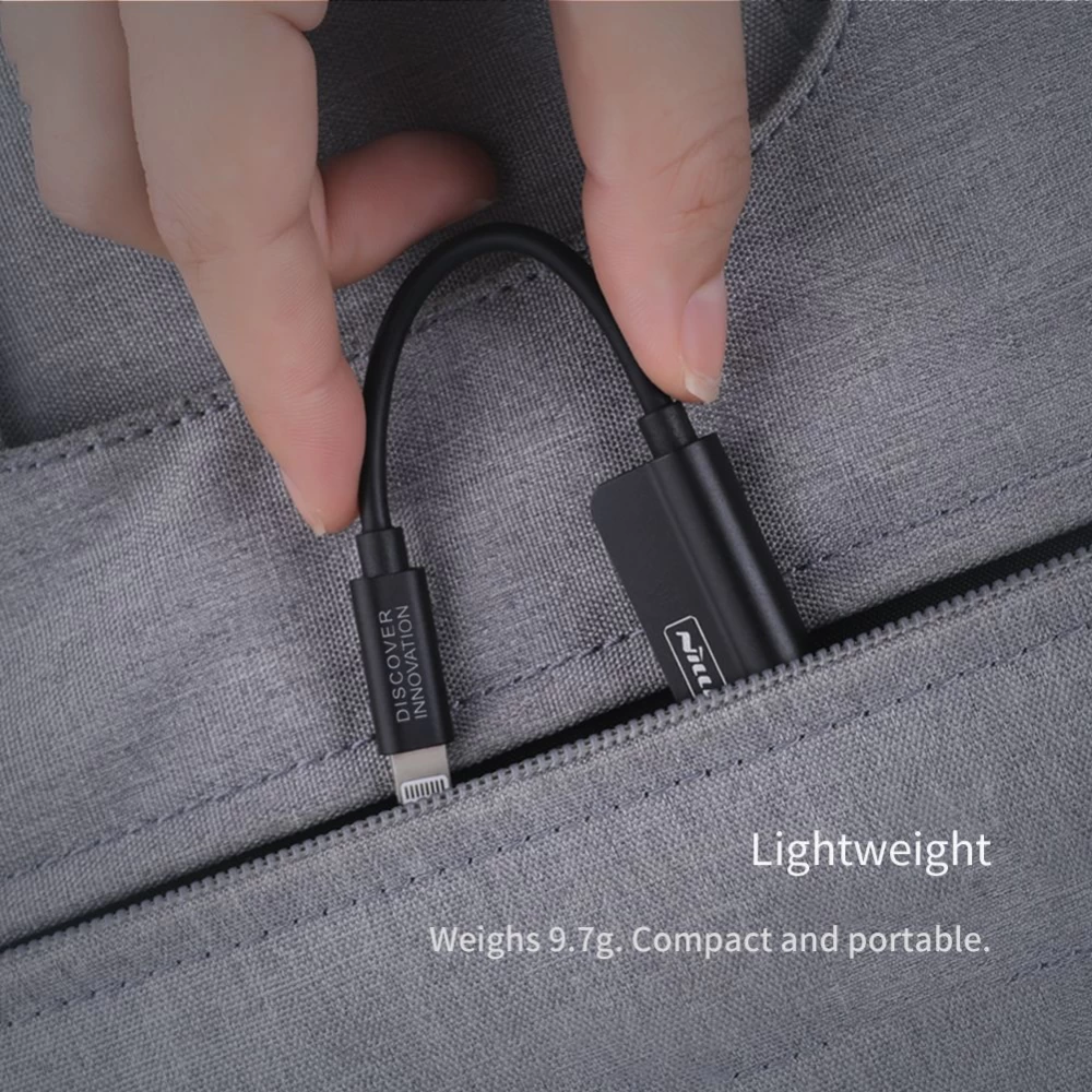  Datu kabeļi RockPower audio adapter-Lightning to dual Lightning  melns