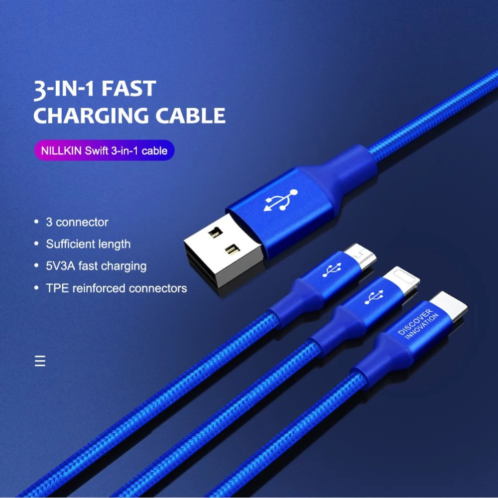 Tarvikud Sünkimis kaabel Swift Cable 3 in 1  must