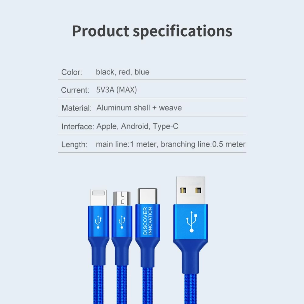 Tarvikud Sünkimis kaabel Swift Cable 3 in 1  must