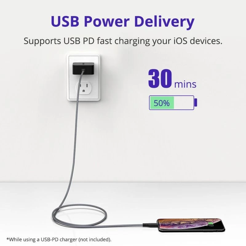  Datu kabeļi TRONSMART LCC05 Black Apple MFi USB-C to Lightning, M-M, 2M  melns