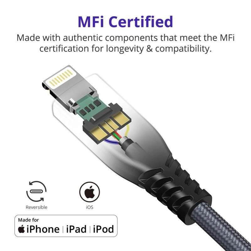  Datu kabeļi TRONSMART LCC05 Black Apple MFi USB-C to Lightning, M-M, 2M  melns