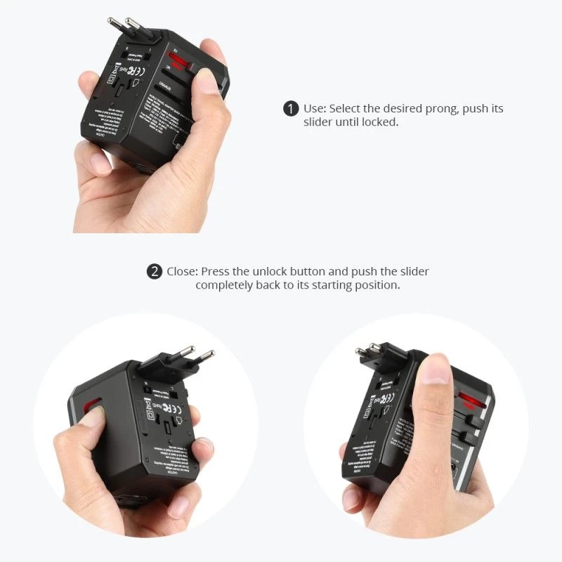  Datu kabeļi TRONSMART WCP05 Black 33W Universal Travel Adapter  melns