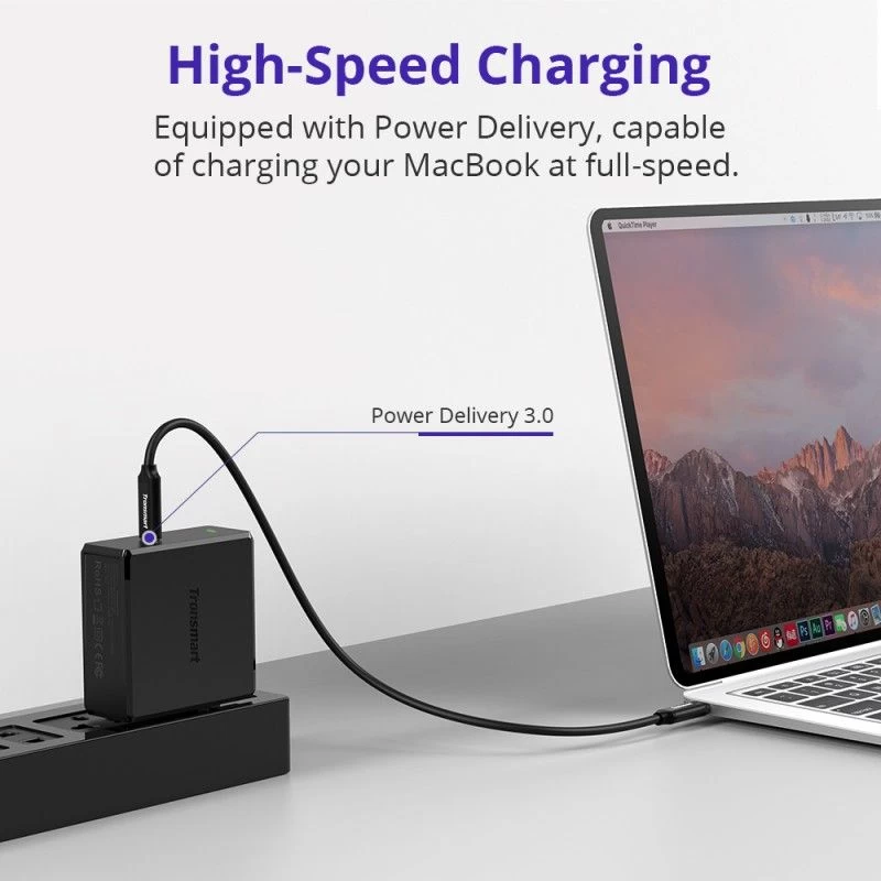  Datu kabeļi TRONSMART  WCP02-EU Black PD3.0 60W Charger melns