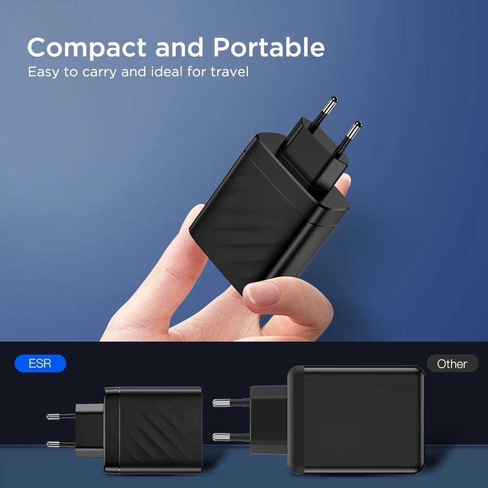  Datu kabeļi ESR 36W 2PD PD Charger  melns
