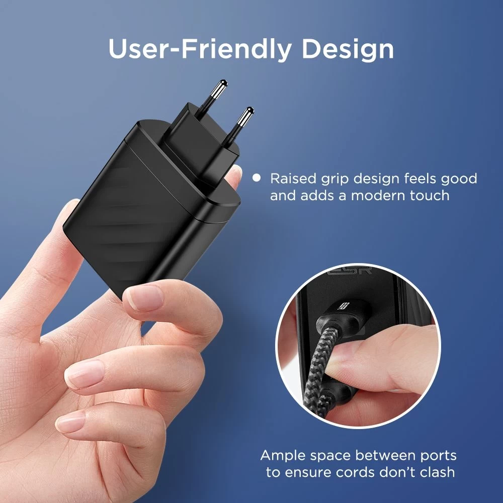  Datu kabeļi ESR 36W 2PD PD Charger  melns