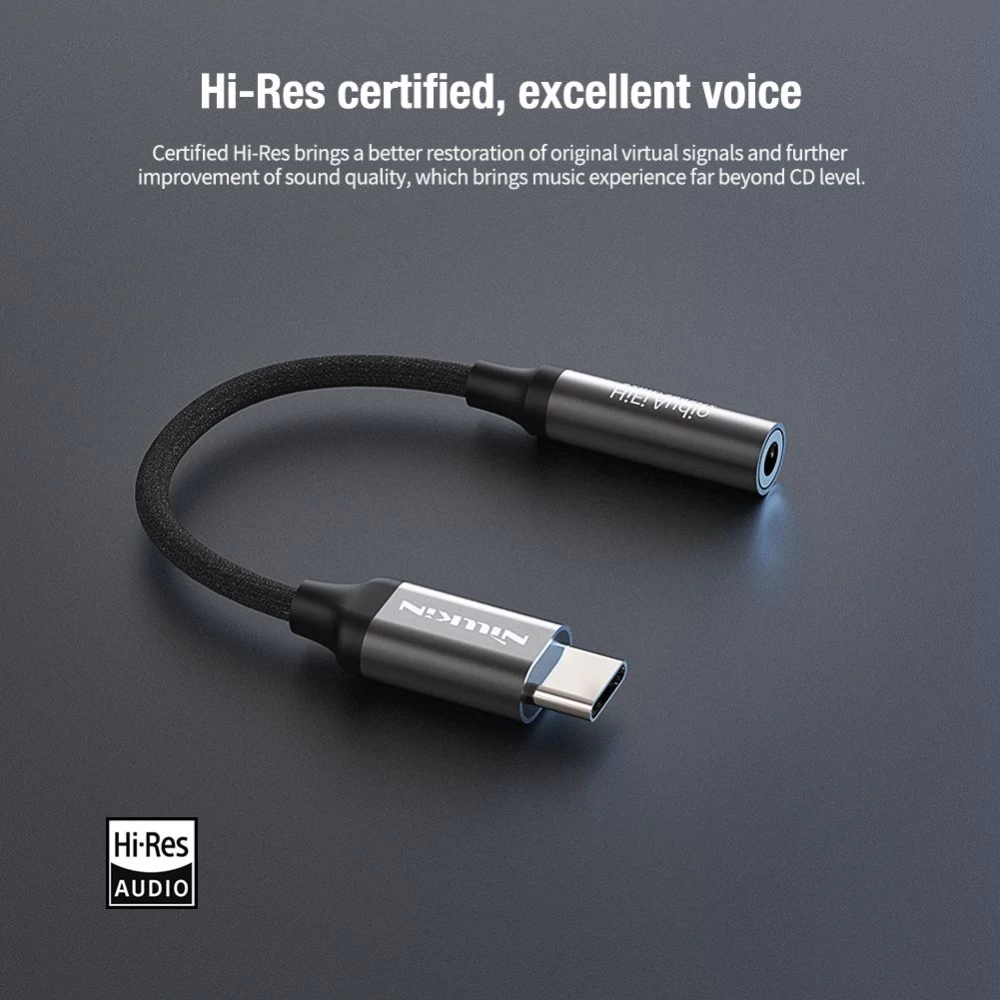  Datu kabeļi Nillkin TYPE-C - 3.5mm HiFi Decoding Amplifier  sudraba