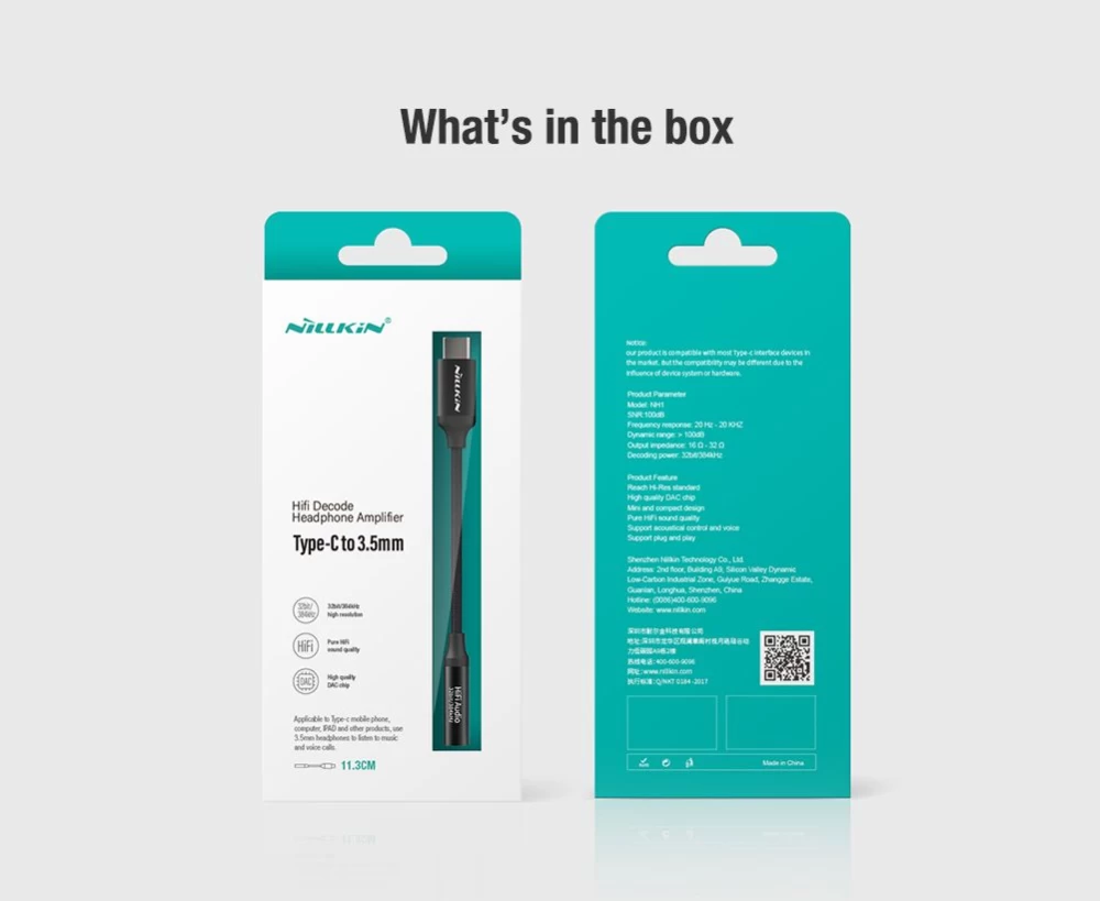  Datu kabeļi Nillkin TYPE-C - 3.5mm HiFi Decoding Amplifier  sudraba