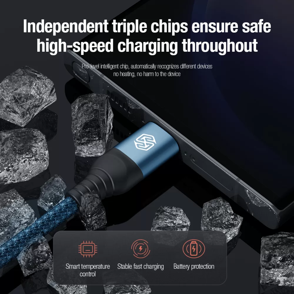 Puhelintarvikkeet Liitäntäkaapelit NILLKIN SWIFT PRO 3-in-1 USB-A to L/M/C  sininen