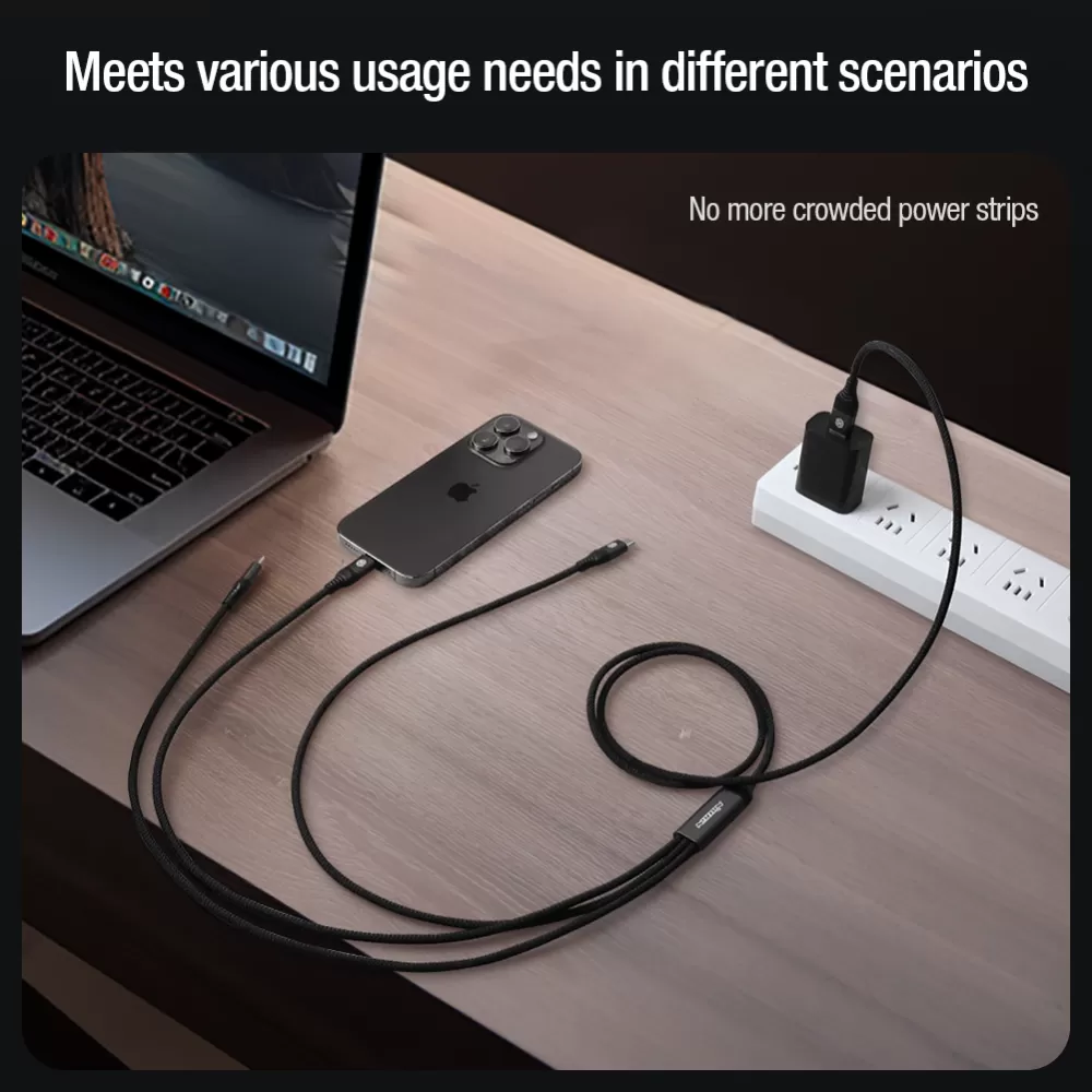 Puhelintarvikkeet Liitäntäkaapelit NILLKIN SWIFT PRO 3-in-1 USB-A to L/M/C  sininen