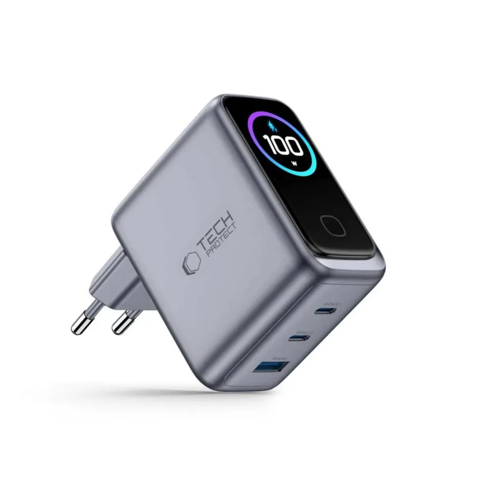  Datu kabeļi TECH-PROTECT POWERVISION NC100W-GAN 3-PORT NETWORK CHARGER PD 100W / QC3.0 Viedierīču 