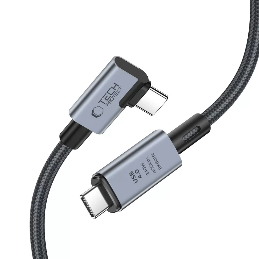 Puhelintarvikkeet Liitäntäkaapelit suojakuori, suojakotelo musta TECH-PROTECT ULTRABOOST MAX ”L” USB 4.0 8K 40GBPS TYPE-C CABLE PD240W 150CM