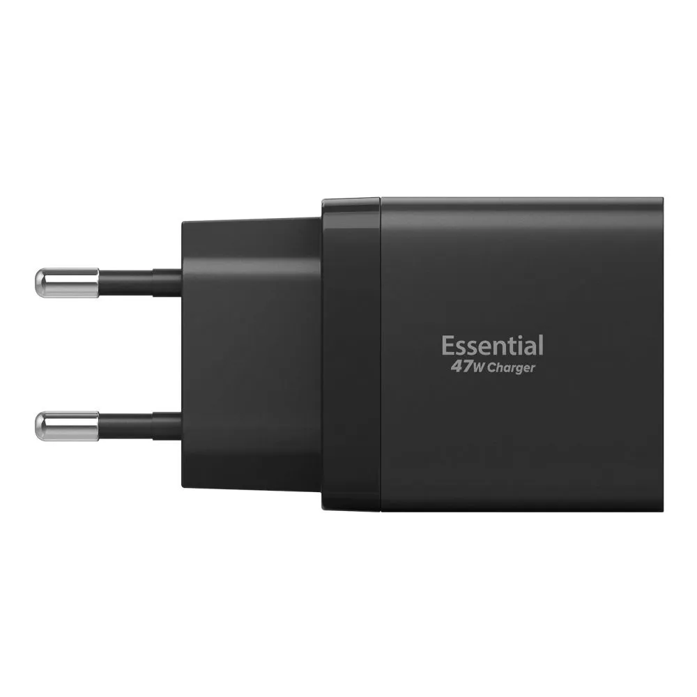  Datu kabeļi SPIGEN ESSENTIAL EE472EU 2-PORT NETWORK CHARGER 47W Viedierīču melns