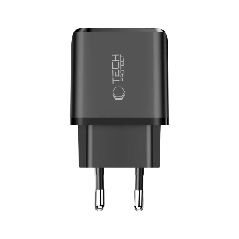  Datu kabeļi TECH-PROTECT NCA45W-GAN 2-PORT NETWORK CHARGER PD 45W / QC3.0 + TYPE-C CABLE Viedierīču melns