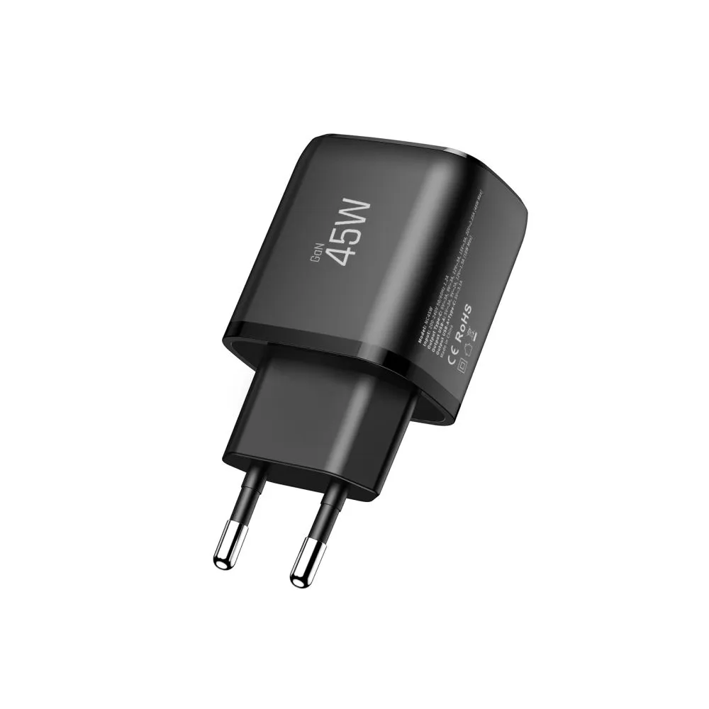  Datu kabeļi TECH-PROTECT NCA45W-GAN 2-PORT NETWORK CHARGER PD 45W / QC3.0 + TYPE-C CABLE Viedierīču melns