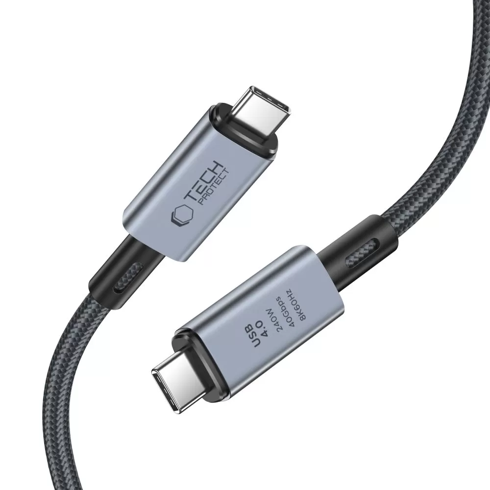 Datu kabeļi telefona maciņš pelēks TECH-PROTECT ULTRABOOST MAX USB 4.0 8K 40GBPS TYPE-C CABLE PD240W 200CM
