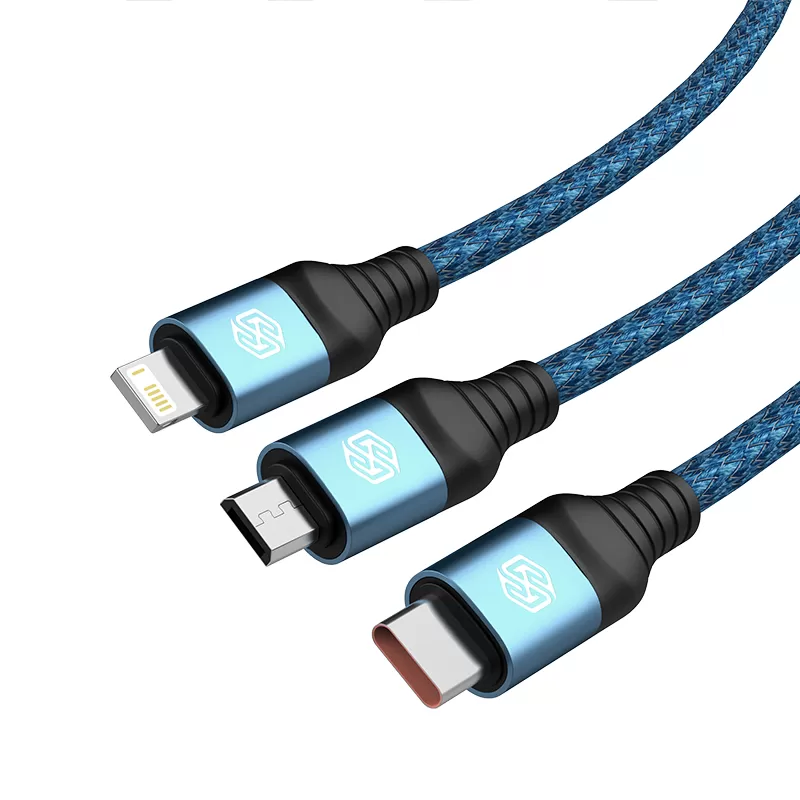  Datu kabeļi NILLKIN SWIFT PRO 3-in-1 USB-A to L/M/C  zils