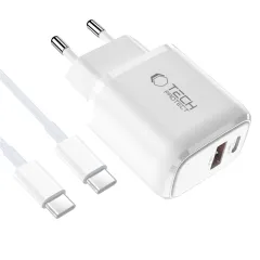  Datu kabeļi TECH-PROTECT NCA30 2-PORT NETWORK CHARGER PD 30W / QC3.0 + TYPE-C CABLE 