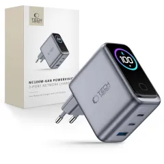 Aksesuāri Datu kabeļi Viedierīču Aksesuāri TECH-PROTECT POWERVISION NC100W-GAN 3-PORT NETWORK CHARGER PD 100W / QC3.0