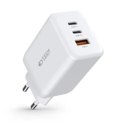  Datu kabeļi TECH-PROTECT C65W 3-PORT NETWORK CHARGER PD65W/QC3.0  balts