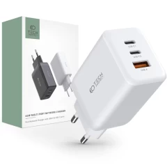  Datu kabeļi TECH-PROTECT C65W 3-PORT NETWORK CHARGER PD65W/QC3.0  balts