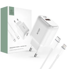 Aксессуары Кабель передачи данных  TECH-PROTECT C20W 2-PORT Network Charger PD20W/QC3.0 + Lightning Cable