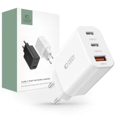  Datu kabeļi TECH-PROTECT NC30W 3-PORT NETWORK CHARGER PD30W/QC3.0  balts