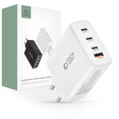  Datu kabeļi TECH-PROTECT NC100W-GAN 4-PORT NETWORK CHARGER PD100W/QC3.0  balts