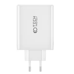  Datu kabeļi TECH-PROTECT NC100W-GAN 4-PORT NETWORK CHARGER PD100W/QC3.0  balts