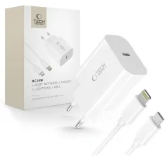 Aксессуары Кабель передачи данных  TECH-PROTECT NC20W 1-PORT NETWORK CHARGER PD20W + LIGHTNING CABLE