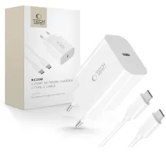 Aксессуары Кабель передачи данных  TECH-PROTECT NC20W 1-PORT NETWORK CHARGER PD20W + TYPE-C CABLE
