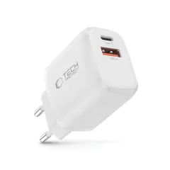  Datu kabeļi TECH-PROTECT NCA20 2-PORT NETWORK CHARGER PD 20W / QC3.0  balts