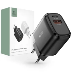  Datu kabeļi TECH-PROTECT C20W 2-PORT Network Charger PD20W/QC3.0  melns