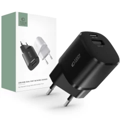  Datu kabeļi TECH-PROTECT C20W MINI 2-PORT NETWORK CHARGER PD-20W/QC3.0  melns