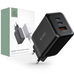  Datu kabeļi TECH-PROTECT C65W 3-port Network Charger PD65W/Q3.0  melns