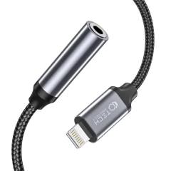 Tarvikud Sünkimis kaabel TECH-PROTECT ULTRABOOST ADAPTER LIGHTNING TO MINI JACK 3.5MM  must