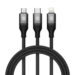  Datu kabeļi NILLKIN SWIFT PRO 3-in-1 USB-A to L/M/C  melns