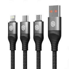  Datu kabeļi NILLKIN SWIFT PRO 3-in-1 USB-A to L/M/C  melns